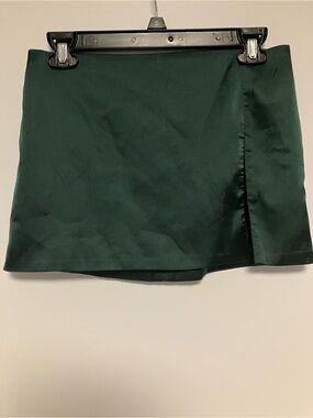 Edikted Forest Green Mini Skirt with Side Slit